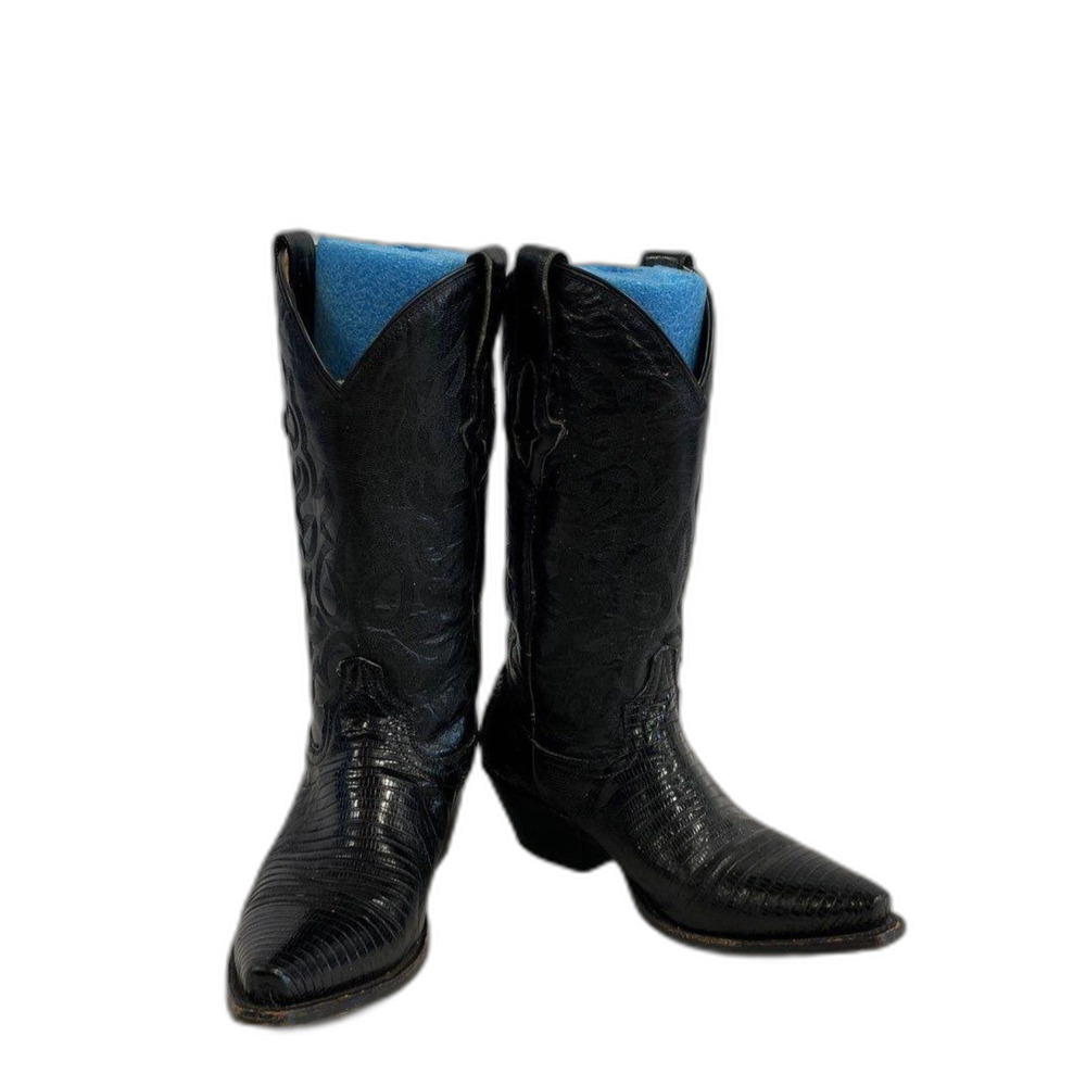 Resistol Ranch Black Lizard Cowboy Boots Men 6.5B M3500SQ -Women 8-8.5